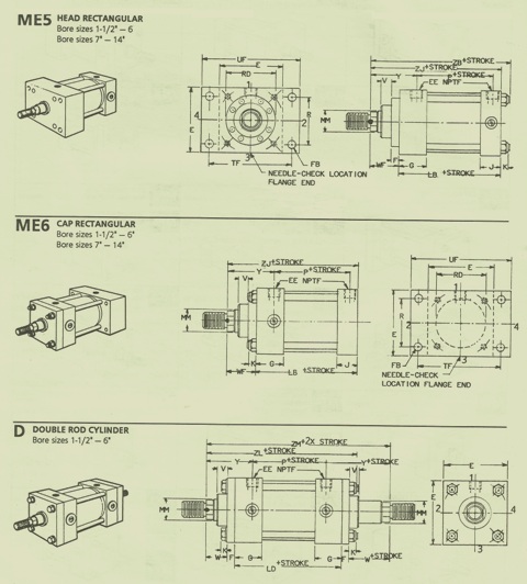 Rexroth Head & Cap Mounting Flange and Double Rod Cylinders