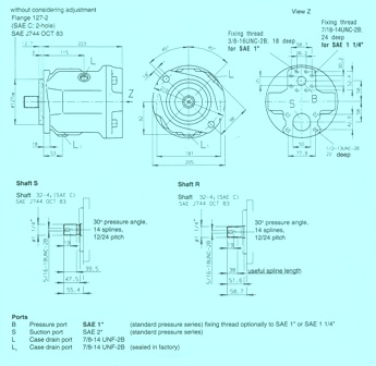 Rexroth A10V Variable Displacement Pump Series 31 Model 61NOO Unit Dimensions Size 71